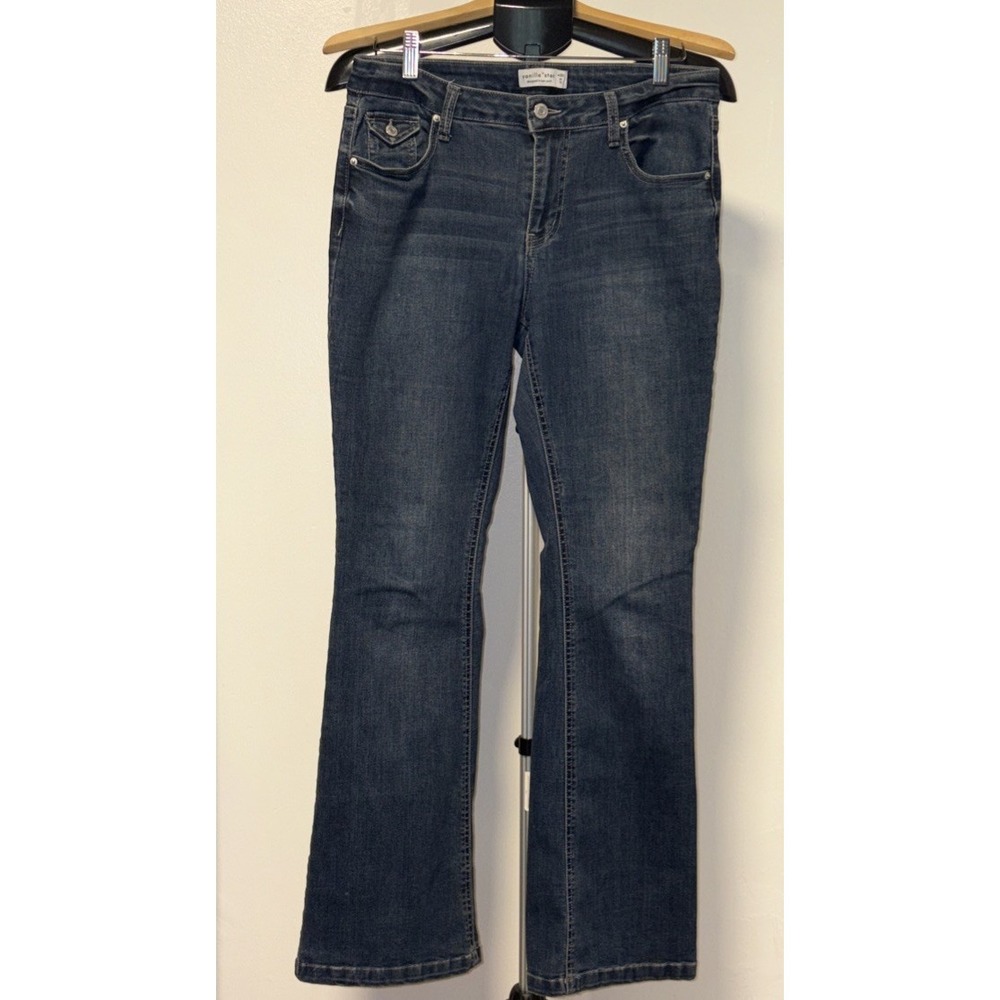 Vanilla Star Womens Bootcut Jeans Medium Wash Blue Denim Size 11 W30 Flap Pocket